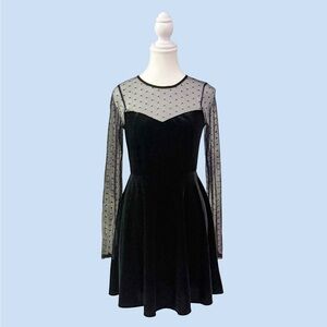 Lulus Black Velvet Long Sleeve Mini Dress